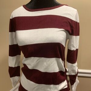 Striped Maroon and White Women's Top